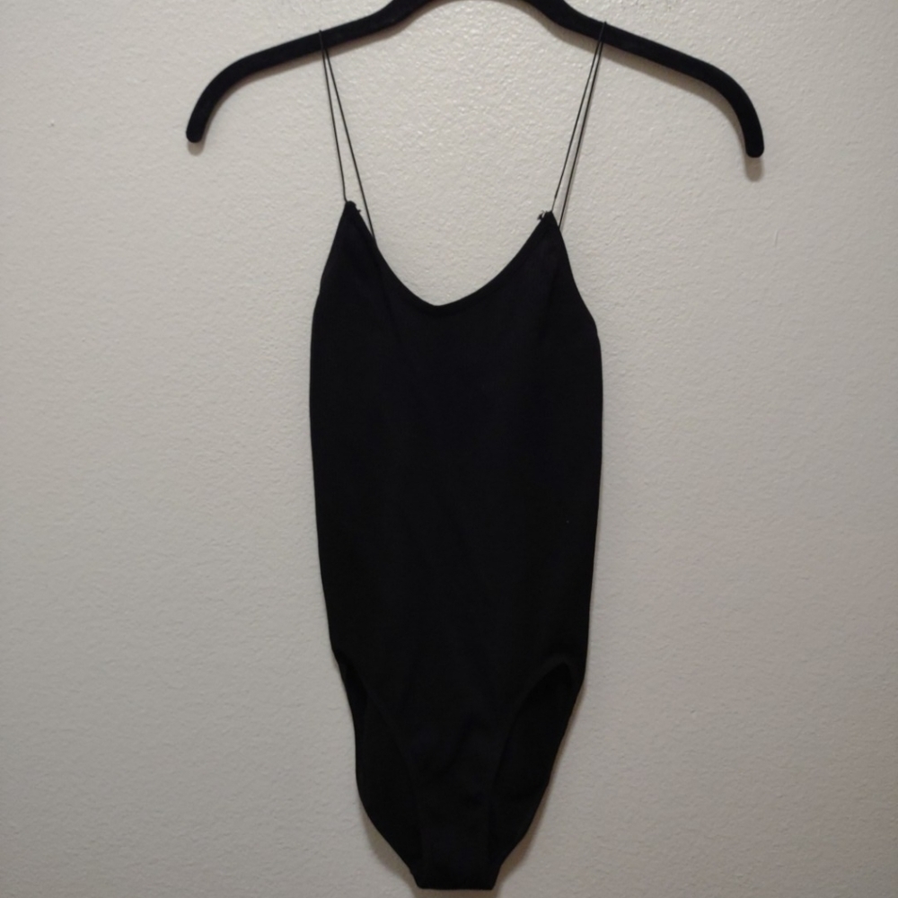 Out From Under Black Ribbed Bodysuit Large